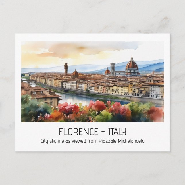 Florence vattencolor skyline Rom Italien editable Vykort (Framsida)