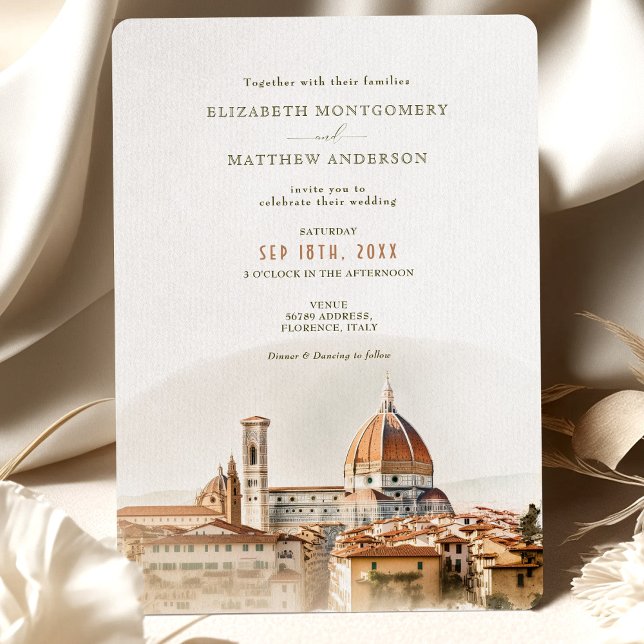 Florence Watercolor Italien Destination Wedding Inbjudningar (Skapare uppladdad)
