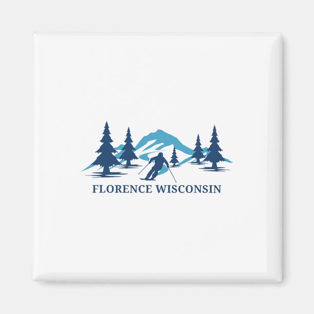 Florence Wisconsin Ski Resort Skiing Skier  Magnet (Framsidan)