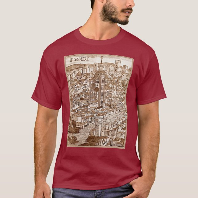 Florencia Sepia 1493 T Shirt (Framsida)