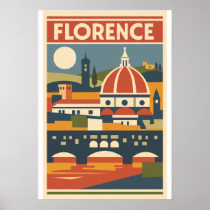 Florens Duomo Affisch Vintage Resa Italien 