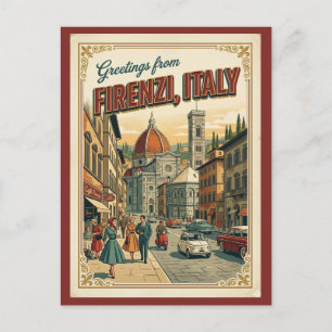 Florens Florens Italien Hälsningar Retro Vykort