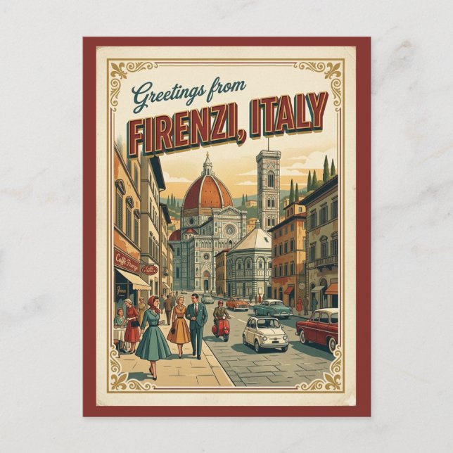 Florens Florens Italien Hälsningar Retro Vykort (Framsida)
