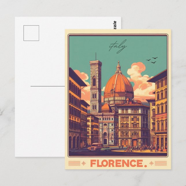 Florens, förstena italiens resegåvor vykort (Fram/baksida)