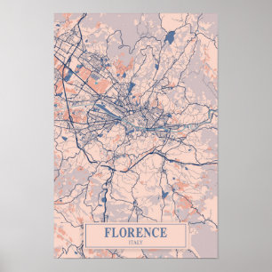 Florens Italien Blåsigt Stadskarta Resa Poster