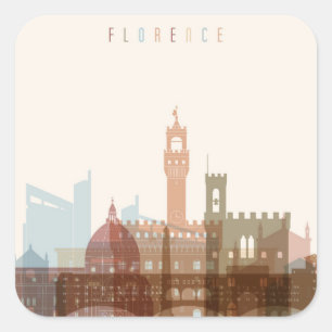 Florens, Italien City Skyline Fyrkantigt Klistermärke