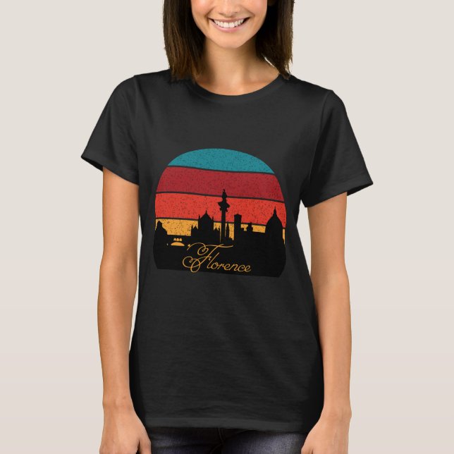 Florens Italien Duomo Siluett Retro Resa T Shirt (Framsida)