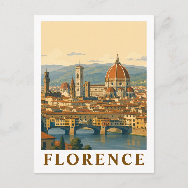 Florens Italien Duomo Vintage Resa Vykort (Framsida)