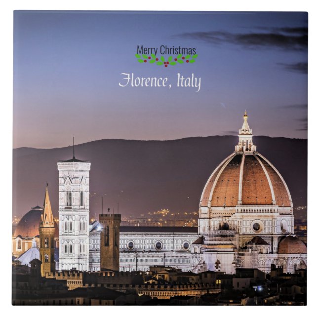 Florens, Italien, God jul Kakelplatta (Framsidan)