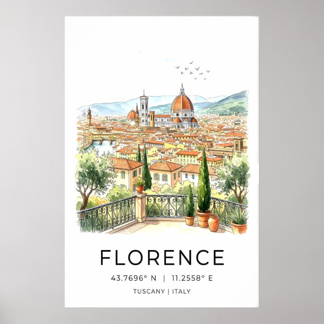 Florens Italien Konsttryck Tuscan Terrace Poster (Framsidan)