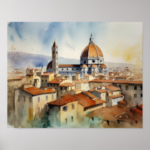 Florens Italien Landskaps Art Print Affisch