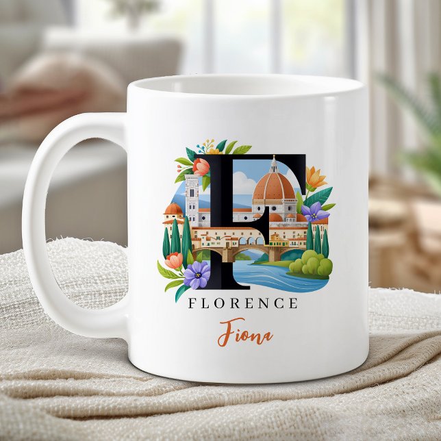 Florens Italien Monogram Bokstav F Personlig Gåva Kaffemugg (Florence Italy Monogram Letter F Personalized Gift Coffee Mug)