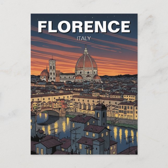 Florens Italien Siluett Resa Vykort (Framsida)