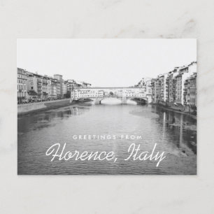 Florens Italien Svart & Vitt Ponte Vecchio Bro Vykort