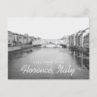 Florens Italien Svart & Vitt Ponte Vecchio Bro Vykort