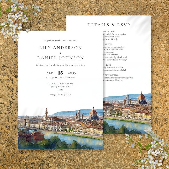 Florens italiensk destination all inclusive bröllo inbjudningar (Florence Italian Destination All In One Wedding Invitation)