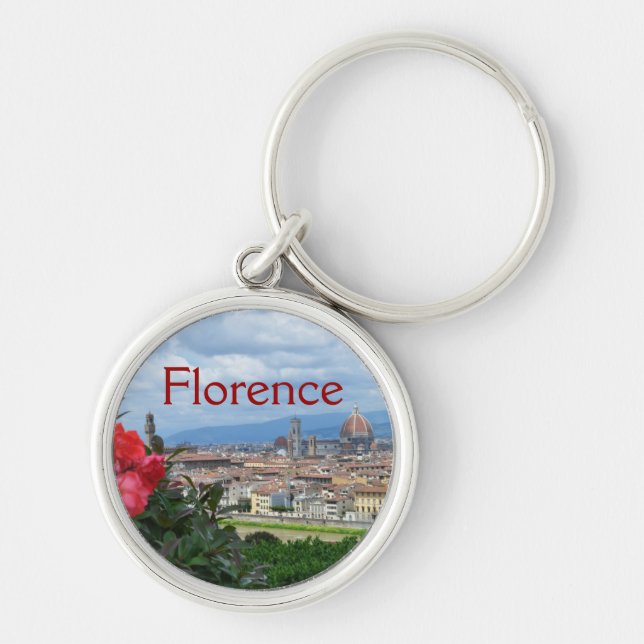 Florens stad, Italien Rund Silverfärgad Nyckelring (Framsidan)