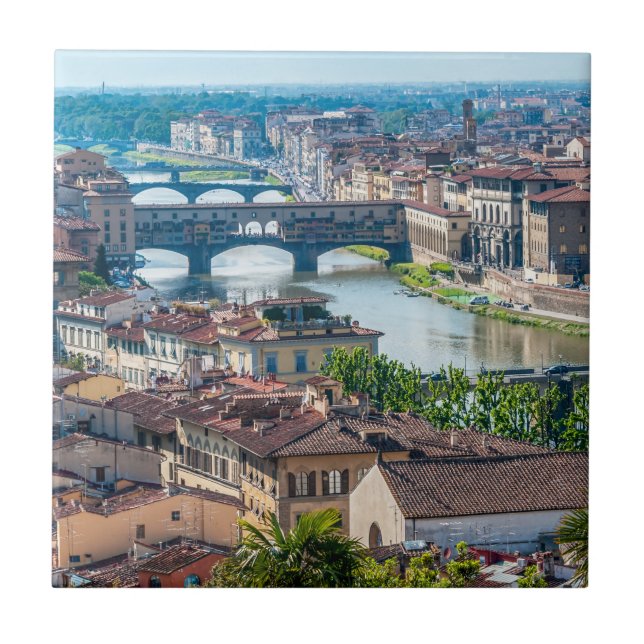 Florens stadsbild - Ponte Vecchio över Arnofloden Kakelplatta (Framsidan)