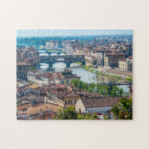 Florens stadsbild - Ponte Vecchio över Arnofloden Pussel