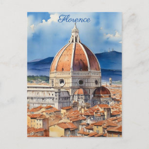 Florens vy il Duomo akvarell Vykort