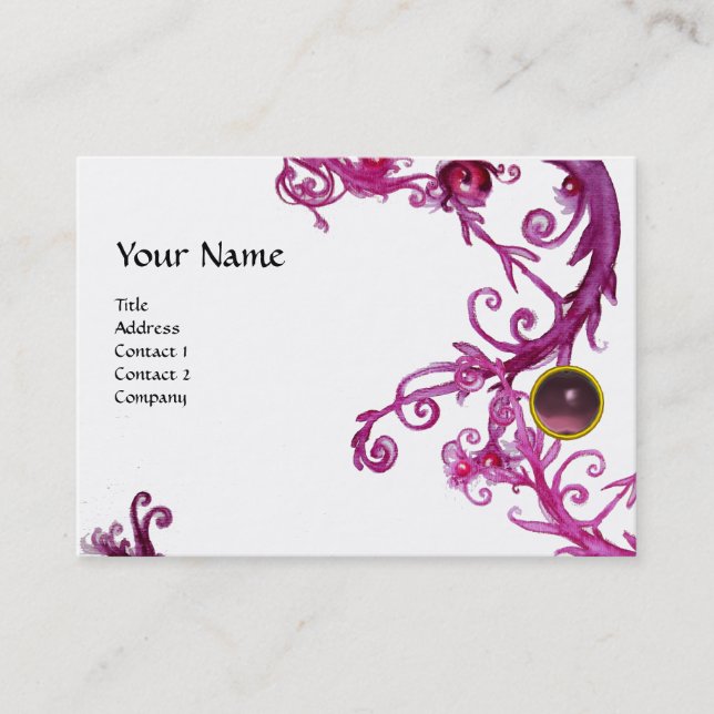 FLORENTINE BAROQUE MONOGRAM GEM Lila White Visitkort (Framsida)