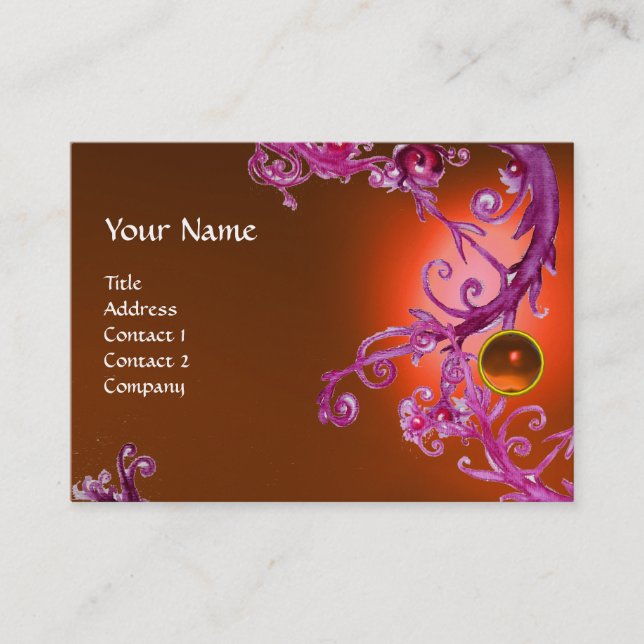 FLORENTINE BAROQUE MONOGRAM GEM orange lila Red Visitkort (Framsida)