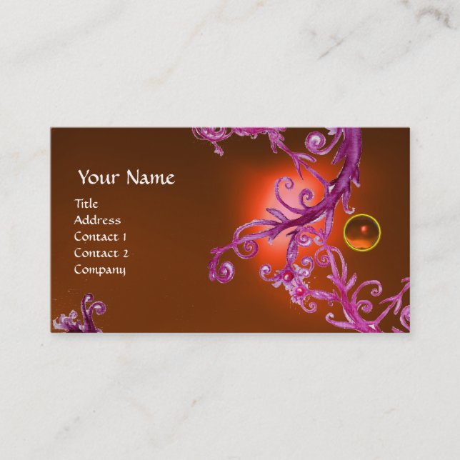 FLORENTINE BAROQUE MONOGRAM GEM-orange Visitkort (Framsida)