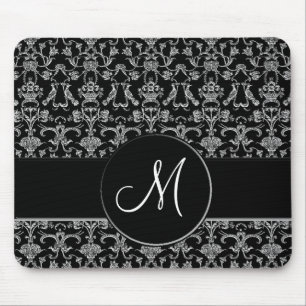 Florentine damast för vintage (monogramen) (vit) musmatta