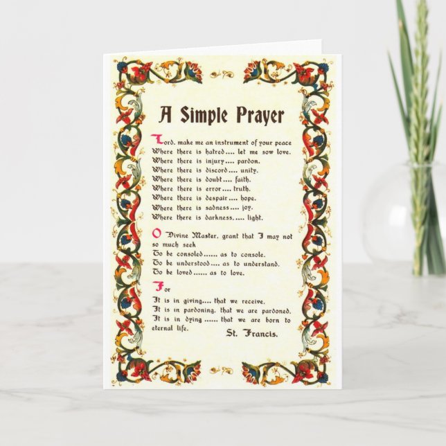 Florentine enkel Prayer= St Francis =Pope Francis Kort (Framsida)
