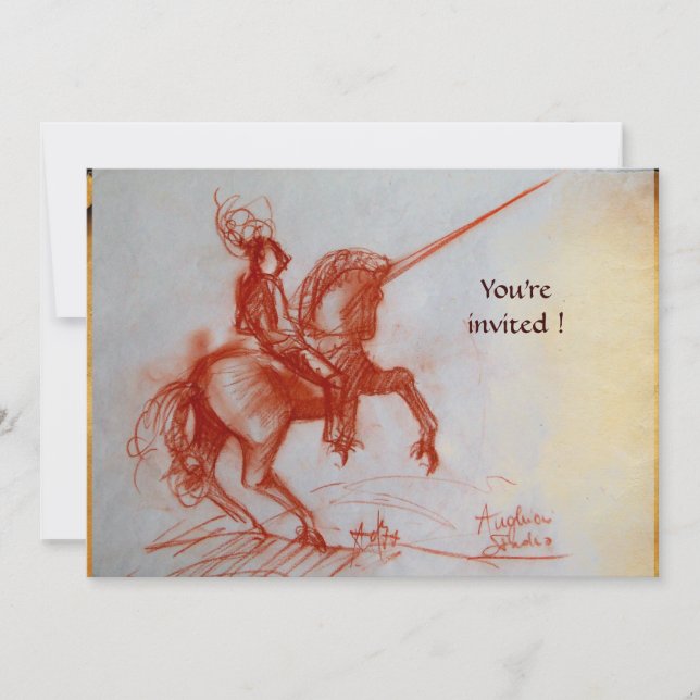 FLORENTINE KNIGHT ON HORSEBACK PARchMENT guld Inbjudningar (Framsida)