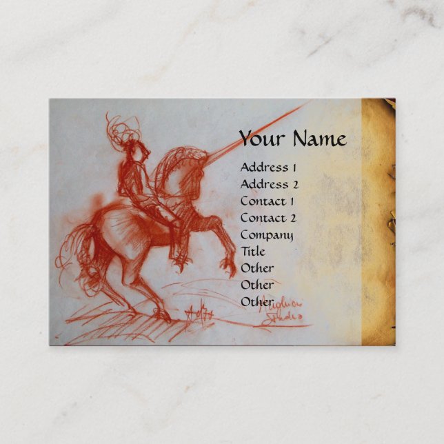FLORENTINE KNIGHT PÅ HORSEBACK Monogram gem Visitkort (Framsida)