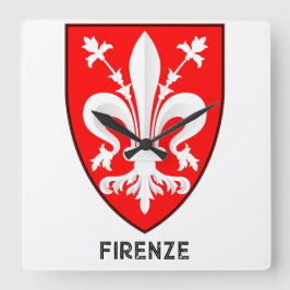 Florentine Lily Coat of Arms Fine Art Fyrkantig Klocka
