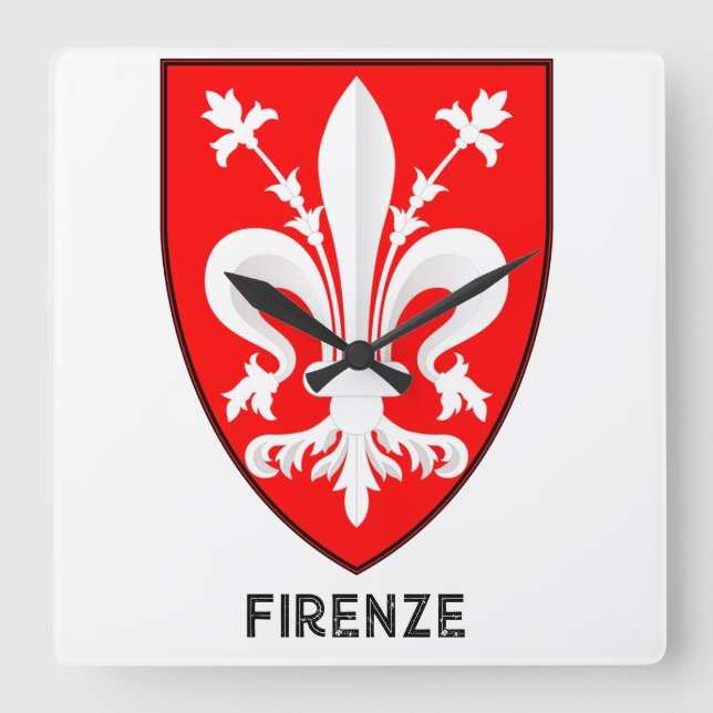 Florentine Lily Coat of Arms Fine Art Fyrkantig Klocka (Framsida)