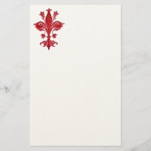 FLORENTINE LILY / FLEUR DE LIS,Cream Felt Brevpapper
