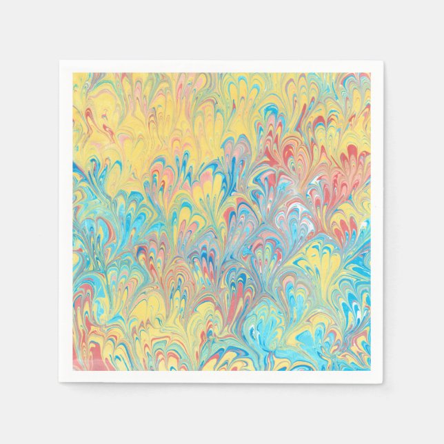 Florentine Peacock Feather Marcular Papprare Napki Pappersservett (Framsidan)