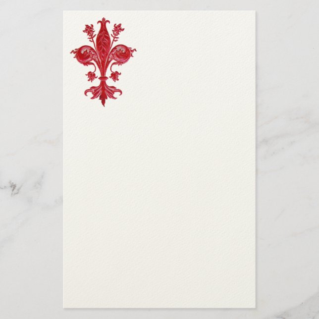 FLORENTINE RED LILY / FLEUR DE LISE ,White Felt Brevpapper (Framsida)