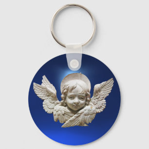 FLORENTINE RENAISSANCE ANGEL, Blue Sapphire Gem Nyckelring