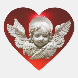FLORENTINE RENAISSANCE ANGEL HJÄRTFORMAT KLISTERMÄRKE