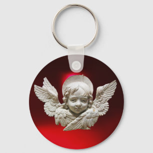 FLORENTINE RENAISSANCE ANGEL,Red Ruby Gem Nyckelring