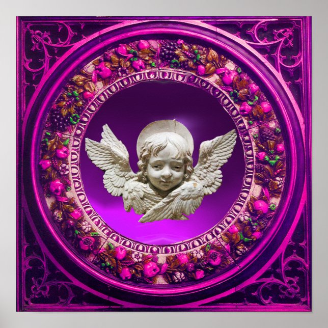 FLORENTINE RENAISSANCE ANGEL ROSA BLOMMIGT KRONA POSTER (Framsidan)