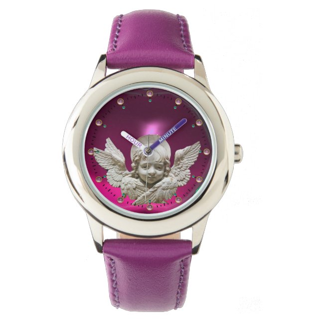 FLORENTINE RENAISSANCE ANGEL,Rosa Fuchsia Amethyst Armbandsur (Framsida)