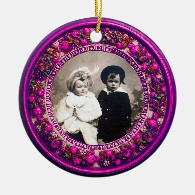 FLORENTINE RENAISSANCE FRUITS Photo Template Ruby Julgransprydnad Keramik (Framsidan)