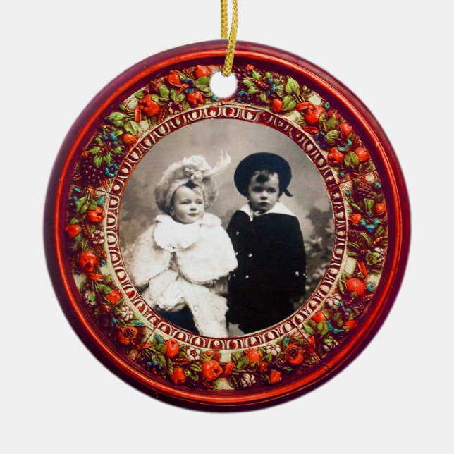 FLORENTINE RENAISSANCE FRUITS Photo Template Ruby Julgransprydnad Keramik (Framsidan)