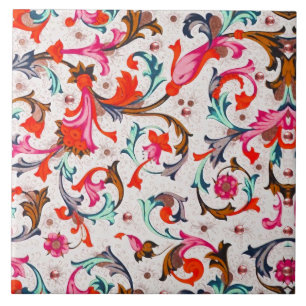 FLORENTINE RENAISSANCE RED BLOMMIGT SWIRLS,FLOWARE KAKELPLATTA