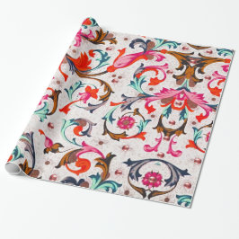 FLORENTINE RENAISSANCE RED BLOMMIGT SWIRLS,FLOWARE PRESENTPAPPER