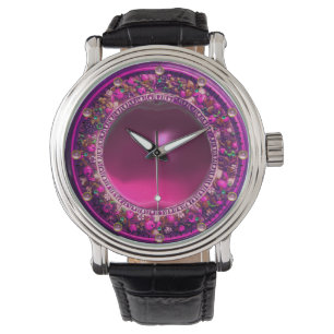 FLORENTINE ROSA BLOMMIGT KRONA ,FUCHSIA LILA GEM ARMBANDSUR