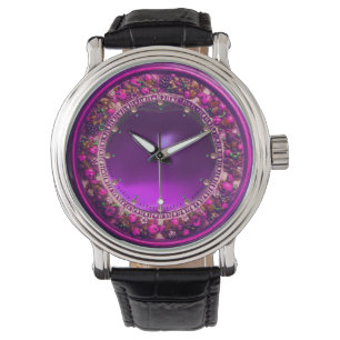 FLORENTINE ROSA BLOMMIGT KRONA ,FUCHSIA LILA GEM ARMBANDSUR