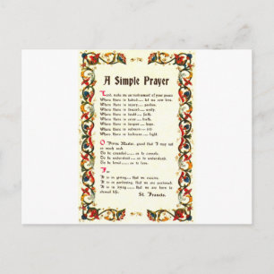 Florentine Simple Prayer=St. Francis=Pope Francis Vykort