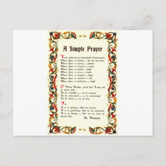 Florentine Simple Prayer=St. Francis=Pope Francis Vykort