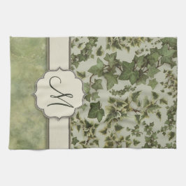 Florentine vattenfärgmurgröna med monogramen kökshandduk